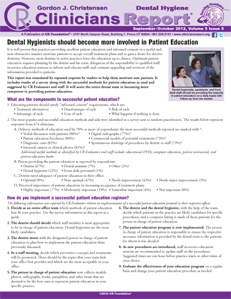 Dental Hygiene Clinicians Report September/October 2012, Volume 5 Issue 5 - h201210 - Hygiene Reports