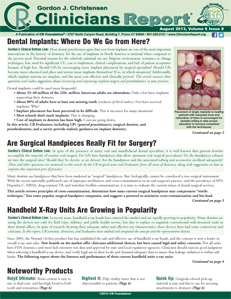 Clinicians Report August 2013, Volume 6 Issue 8 - 201308 - Dental Reports