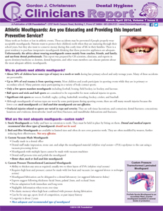 Dental Hygiene Clinicians Report March/April 2014 Volume 7 Issue 2 - h201404 - Hygiene Reports